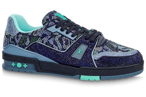 louis vuitton lv trainer marine navy blue crystal|Lv trainers.